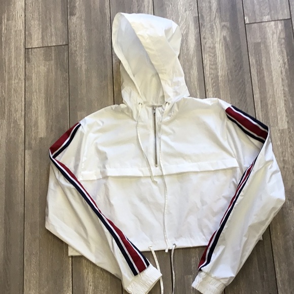 Reflex Nylon White Hoodie Crop Top Small New - Picture 3 of 6